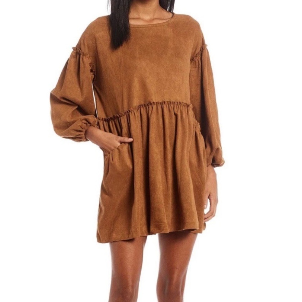 Chelsea & Violet Brown Long Sleeve Dress